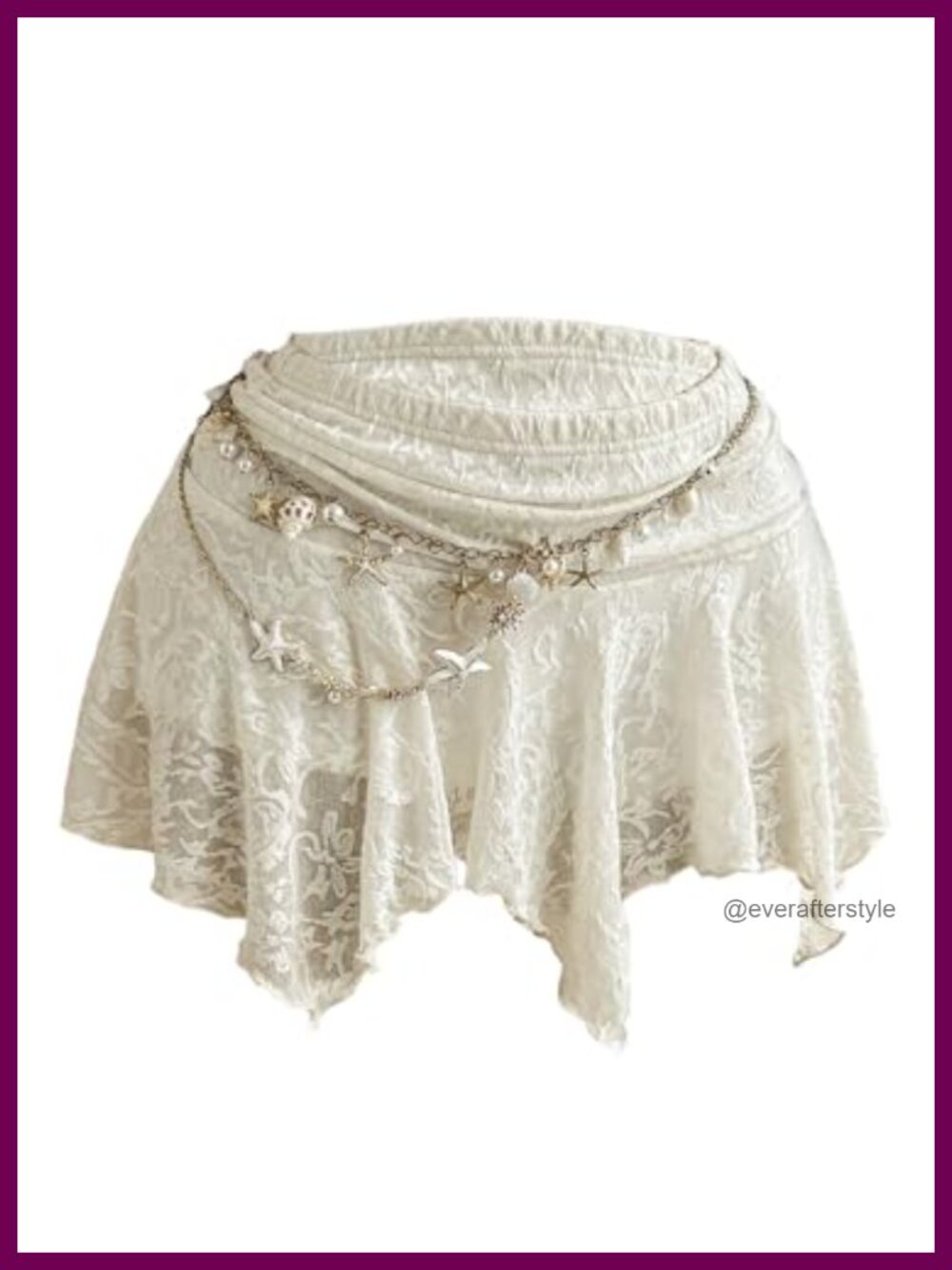RoseSeek Women's Boho Ruffle Lace Asymmetrical Mesh Mini Skorts